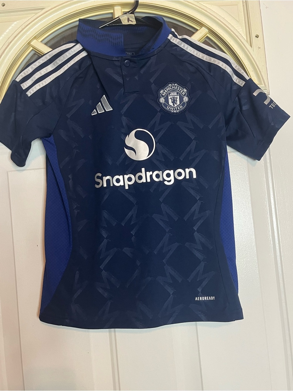 adidas Manchester United Snapdragon Youth Dark Blue Jersey with White Logo